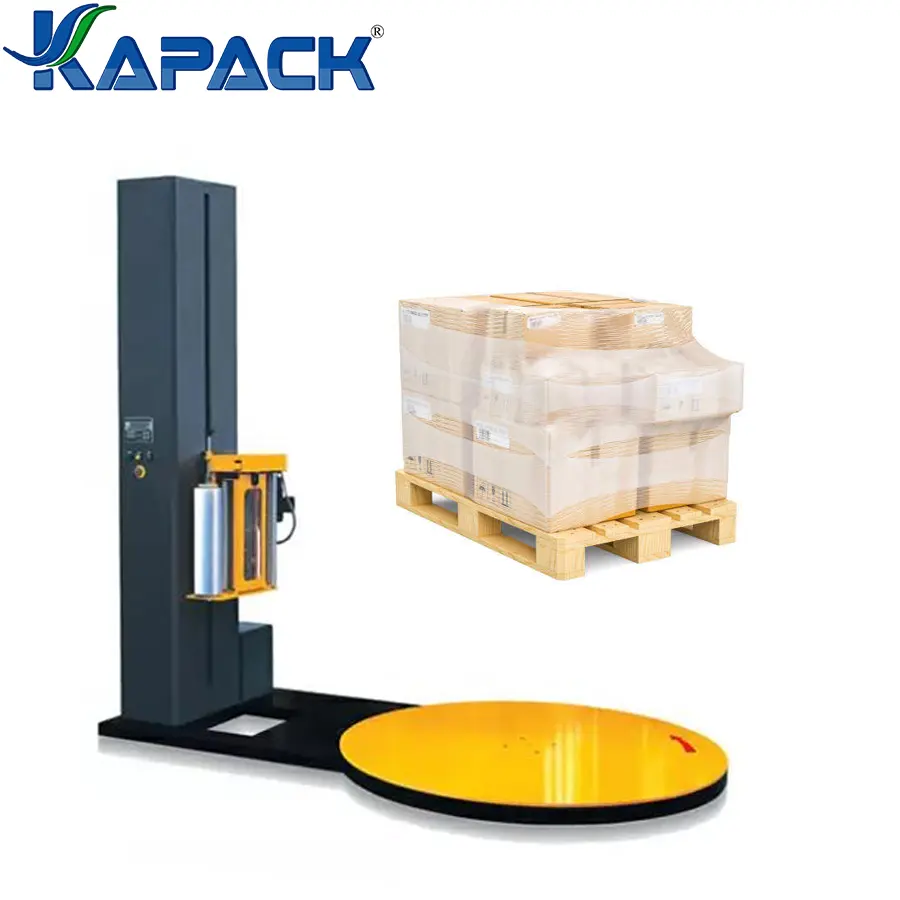KAPACK 2023 Factory Hot Sale Fully Automatic Vertical Big Plastic Film Pallet Packing Wrap Machine