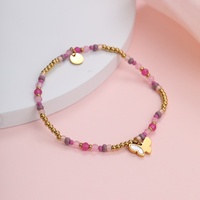 Bracelet papillon en acier inoxydable fait main avec perles tressées pour femmes et filles, bijoux d'amitié