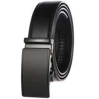 Ceinture en cuir automatique à cliquet pour homme, boucle en alliage de zinc gravable avec logo, 4 couleurs de sangle et 5 finitions de boucle, style professionnel
