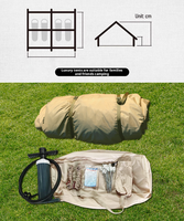 Tente de glamping gonflable de 6,3 m², imperméable, en coton Oxford TC, tente de camping familiale, 6 à 8 personnes, tente d'extérieur portable avec pompe