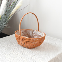 Panier cadeau en rotin plastique tressé fait main pour la Journée de la Femme, modèle N0022, pour les fleuristes