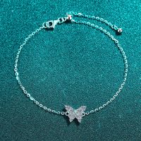 Collar de Plata de Ley 925 con Baño de Rodio y Moissanita, Diseño de Mariposa con Engaste de Garra, Cadena Ajustable, Hipoalergénico, Regalo de Lujo para Mujer, Uso Diario