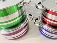 Ensemble de casseroles de cuisine 4 pièces en acier inoxydable coloré, compatible gaz et induction