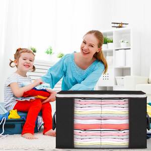 Large Storage Bags with Zipper and Clear Window Non-woven Fabric Storage Containers for Seasonal Clothes and Bedding - Product Image 6
