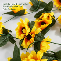 Guirlande florale artificielle en soie, vigne de tournesol pour décoration d'arche de mariage, ornement mural et plafond pour la maison