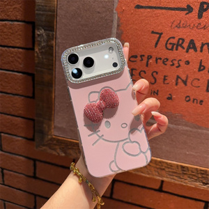 เคสโทรศัพท์มือถือลายการ์ตูนเพชร KT Cat Bow สำหรับ iPhone 17 Air 16 15 Pro Max แบบมีกลิตเตอร์น่ารัก กรอบกล้องลายพิมพ์เมโลดี้ ฝาหลัง - Product Image 5