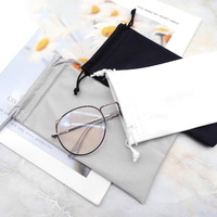 Étui de protection pour lunettes de soleil XUZE rétro en microfibre de couleur unie, portable, avec double fermeture à cordon, logo personnalisé, blanc, 9*18cm