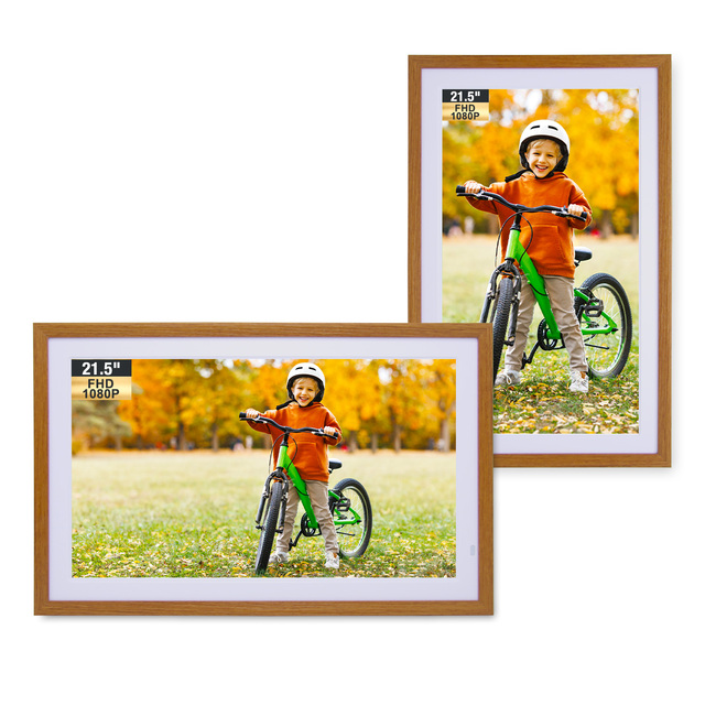 21.5-inch Metal Wood Frame Factory Wholesale Customizable Self-designed Uhale Software Wall-mounted Wifi Digital Picture Frame