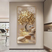Peinture décorative murale LED de luxe minimaliste pour couloir et salon, art mural décoratif, peinture en porcelaine de cristal