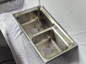 Évier double en acier inoxydable 304 Leimanxi, design moderne, bols rectangulaires, épaisseur 0,75 mm, surface givrée/mate/écaillée - Product Image 2