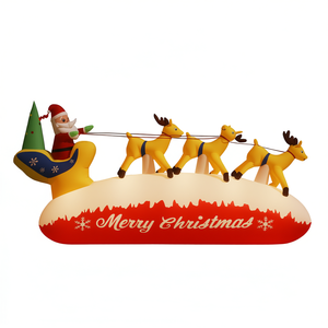 Decorazione natalizia gonfiabile di Babbo Natale e renne per esterni, decorazione da giardino, 57,1 pollici, con luci LED, per allestimenti natalizi - Product Image 1