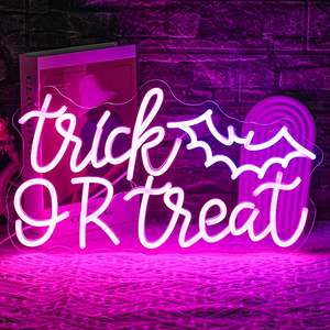 Truco de Halloween Treat Bat <span class=keywords><strong>LED</strong></span> Light 42,9 <span class=keywords><strong>cm</strong></span> X 23,9 <span class=keywords><strong>cm</strong></span> para salas de estar Centros comerciales Decoración de patios traseros Letrero de neón - Product Image 1