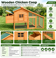 SDC003-A Poulailler Classique en Bois Écologique de Grande Taille pour Animaux de Compagnie, Meuble d'Extérieur pour Toutes Saisons
