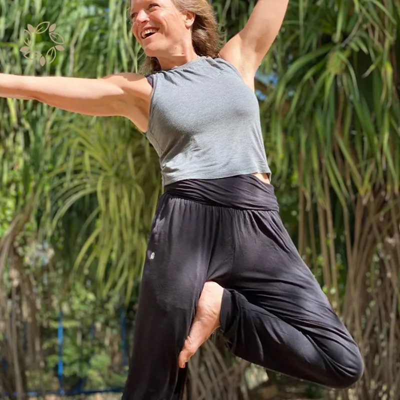 Pakaian Yoga bambu organik wanita, Set Legging berpinggang tinggi serat bambu lembut pakaian aktif ramah lingkungan untuk wanita