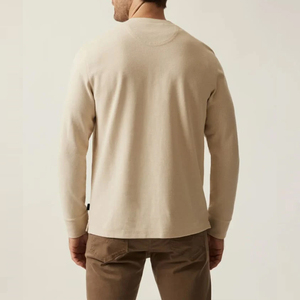 Camiseta de Manga Larga Personalizada al por Mayor para Hombre, Transpirable, de Algodón, Lisa, de Alta Calidad, con <span class=keywords><strong>Cuello</strong></span> <span class=keywords><strong>Henley</strong></span> - Product Image 4