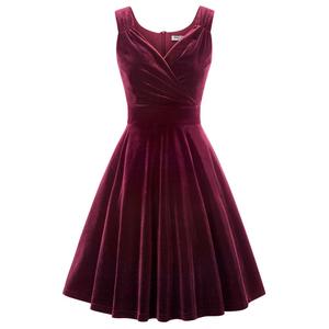 CL011108 Grace Karin mujer cuello en V vaqueros de Color sólido Surplice sin mangas Retro de <span class=keywords><strong>terciopelo</strong></span> <span class=keywords><strong>vestidos</strong></span> - Product Image 3
