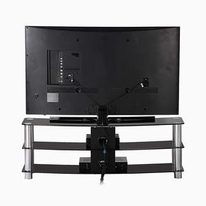 Support TV en verre trempé, design incurvé noir, étagère à 3 niveaux, pieds en alliage d'aluminium, capacité de 15 kg - Product Image 1