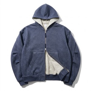 <span class=keywords><strong>Sudadera</strong></span> con capucha y cremallera bidireccional para hombre, <span class=keywords><strong>de</strong></span> corte holgado y peso pesado, con forro en contraste, estilo streetwear minimalista, top oversize - Product Image 2
