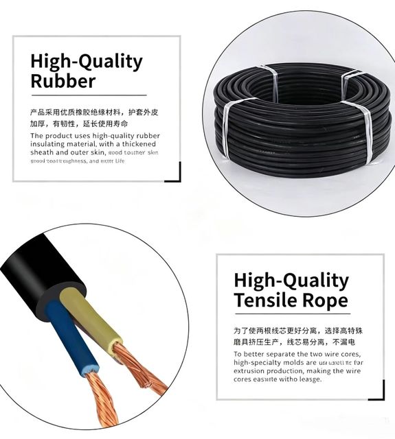 Highly Flexible and Soft JHS-2*1.5/2.5/4/6 Mm² Rubber Cable for Underwater Installations in Water Features and Fountains