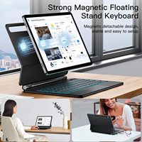 Casing papan ketik ajaib, sarung HP magnetik mewah mengambang berdiri 7 Backlit untuk Samsung Galaxy Tab S11 S10 S9 S8 S7 Plus 12.4 inci