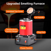Fourneau de fusion électrique portable de 1 à 3 kg avec contrôle PID et creuset en graphite pour laboratoire et atelier de bijouterie
