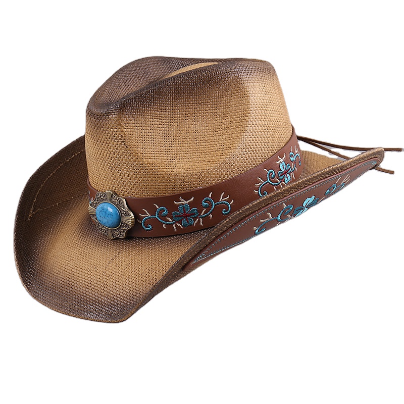 thumbnail image 2 of UDIYO Women Men Felt Wide Brim Western Cowboy Hats Belt Buckle Panama 2 of 11
