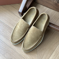 Mocassins plats pour hommes, style italien, en cuir souple tissé à la main, semelle en caoutchouc antidérapante