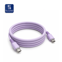 Câble de données magnétique en silicone Type-C souple, prise en charge de la puissance 100W, câble auto-enroulant (violet), connexion 16 broches pour ordinateur