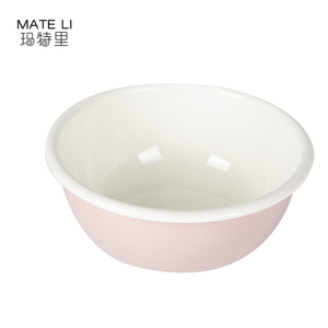 Logotipo personalizado impreso rosa amarillo cocina cuenco fresco promocional 0.45L esmalte cuenco para mezclar con borde enrollado - Product Image 2