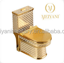 Vente en gros de cuvette suspendue au mur <span class=keywords><strong>pour</strong></span> salle de bain de luxe de haute qualité dorée et blanche et ensembles de cuvette de toilette monobloc - Product Image 5