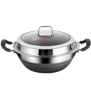 Eco Friendly Cookware Type Stainless Steel Industrial Commercial Wok for Household