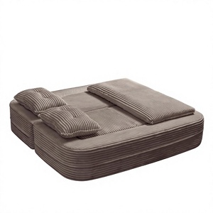 80'' Modern Metal Futon Sofa Bed King Size Foldable Sleeper Sofa Corduroy Boneless Loveseat Couch Chaise <strong>Lounge</strong> 3 Customized - Product Image 1