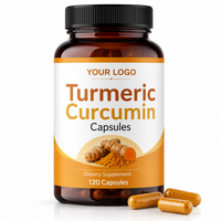 Capsules d'extrait de curcuma à marque privée OEM/ODM, curcumine, favorisent la santé des os et des articulations, 120 capsules, 40 portions, pour adultes
