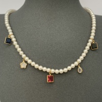 Hot New Female Clavicule Collier Or Rhodium Plaqué avec Sexy Perlé Conception Couleur Zircon Perle Motif Géométrique Style À La Mode