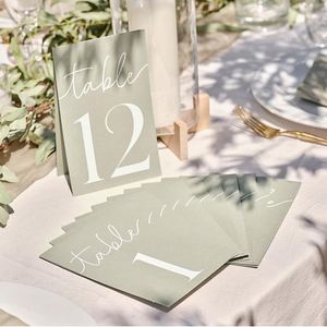 Decorations Sage Green <b>Numbers</b> 1 to 12 Wedding <b>Table</b> <b>Number</b> Card Sign - Product Image 1