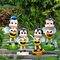 Vente pour extérieur ferme parc moderne Pop Art ornement dessin animé abeille fibre de verre Animal abeille Statue Sculpture