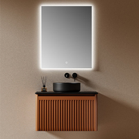 Meuble-lavabo de salle de bain en HDF à panneau plat 600 mm, sur pied, avec vasque en céramique, portes à fermeture douce, mobilier haut de gamme