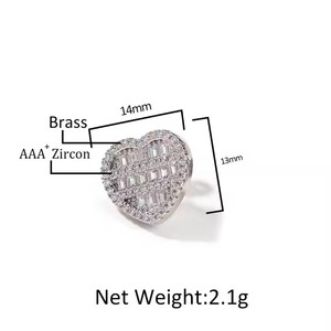 UWIN Hip Hop corazón joyería conjunto chapado en <span class=keywords><strong>oro</strong></span> CZ Bling forma <span class=keywords><strong>de</strong></span> corazón Material <span class=keywords><strong>de</strong></span> latón <span class=keywords><strong>para</strong></span> Mujeres Hombres raperos <span class=keywords><strong>joyas</strong></span> - Product Image 4