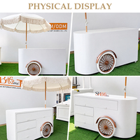 Carrito Móvil Plegable Elegante con Puertas para Guardar Sombrillas, Ideal para Bodas, Eventos de Comida, Exhibiciones de Dulces, Cafeterías y Venta Minorista