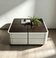 Table basse carrée moderne avec plateau en verre microcristallin de qualité E1 pour salon, hôtel, appartement, vente en gros, sur mesure
