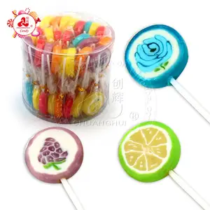 10g Flat Handmade Lollipop, Fruits and Flower Lollipop Candy