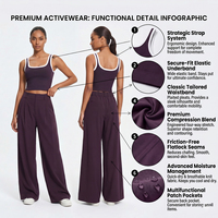 Ensemble 2 pièces de vêtements de sport de yoga haut de gamme, ultra-doux et respirant, avec débardeur court et pantalon large, idéal pour le sport et le bureau