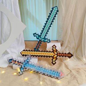 Épée pixel Mine Sword avec lumières LED diamantées, baguette sabre laser Minecraft, jouet mosaïque sonore et lumineux - Product Image 6