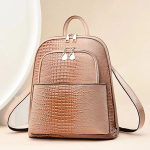 Design <b>Waterproof</b> Lady Laptop <b>School</b> Bag Alligator Leather <b>Backpack</b> Bag 2026 Custom Fashion for Women PU Polyester Zipper 5pcs - Product Image 2