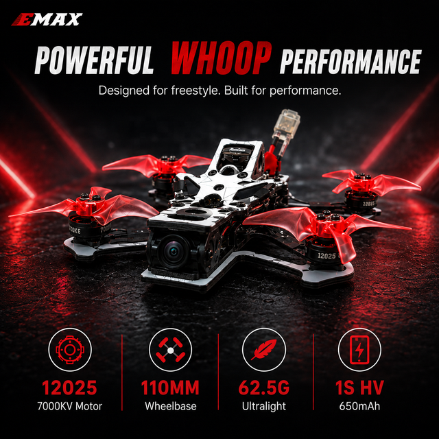 EMAX Official Tinyhawk III Plus Freestyle FPV Drone RTF Kit HD Zero Quadcopter with FPV Goggle and Controller