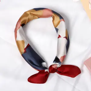 2022 luxury in stock satin june lovely entry lux gift neck hair silk scarf women polyester scarves 70*70 cm square shawl