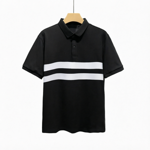 Men's Breathable Print Jersey Color-Block for Shirt-Premium Slim-Fit Collared Short-Sleeve <b>Top</b> for Summer - Product Image 1
