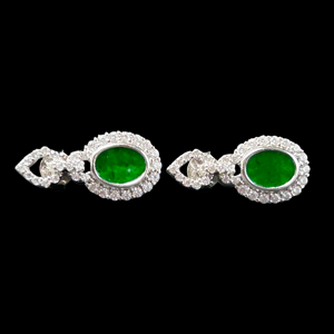 Pendientes de Jadeíta Birmana Natural de Grado A, Pendientes Ovalados de Jadeíta Birmana para Mujer, Regalo (Con Certificado NGTC) - Product Image 4