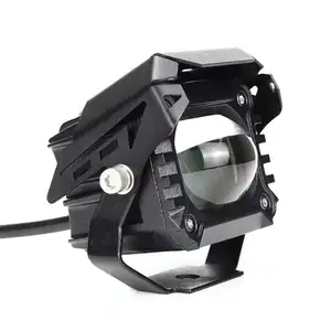 20W Motorcycle Headlight Strobe Dual Color White Yellow Wired Switch Mini Led Driving Lights Low High Beam Auxiliary Lens LED