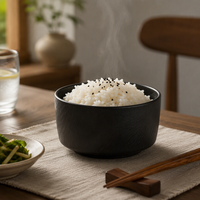Bol à riz classique personnalisé en céramique et porcelaine texturée noire mate, écologique et durable, de 7,5 pouces, pour sauces et accompagnements, idéal pour la maison (Jozing)